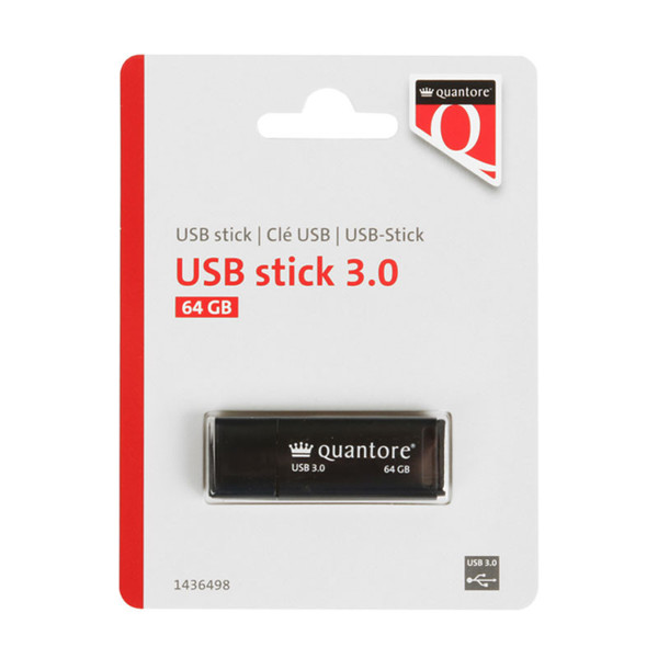 usb-stick Quantore - 64GB USB 3.0 zwart 